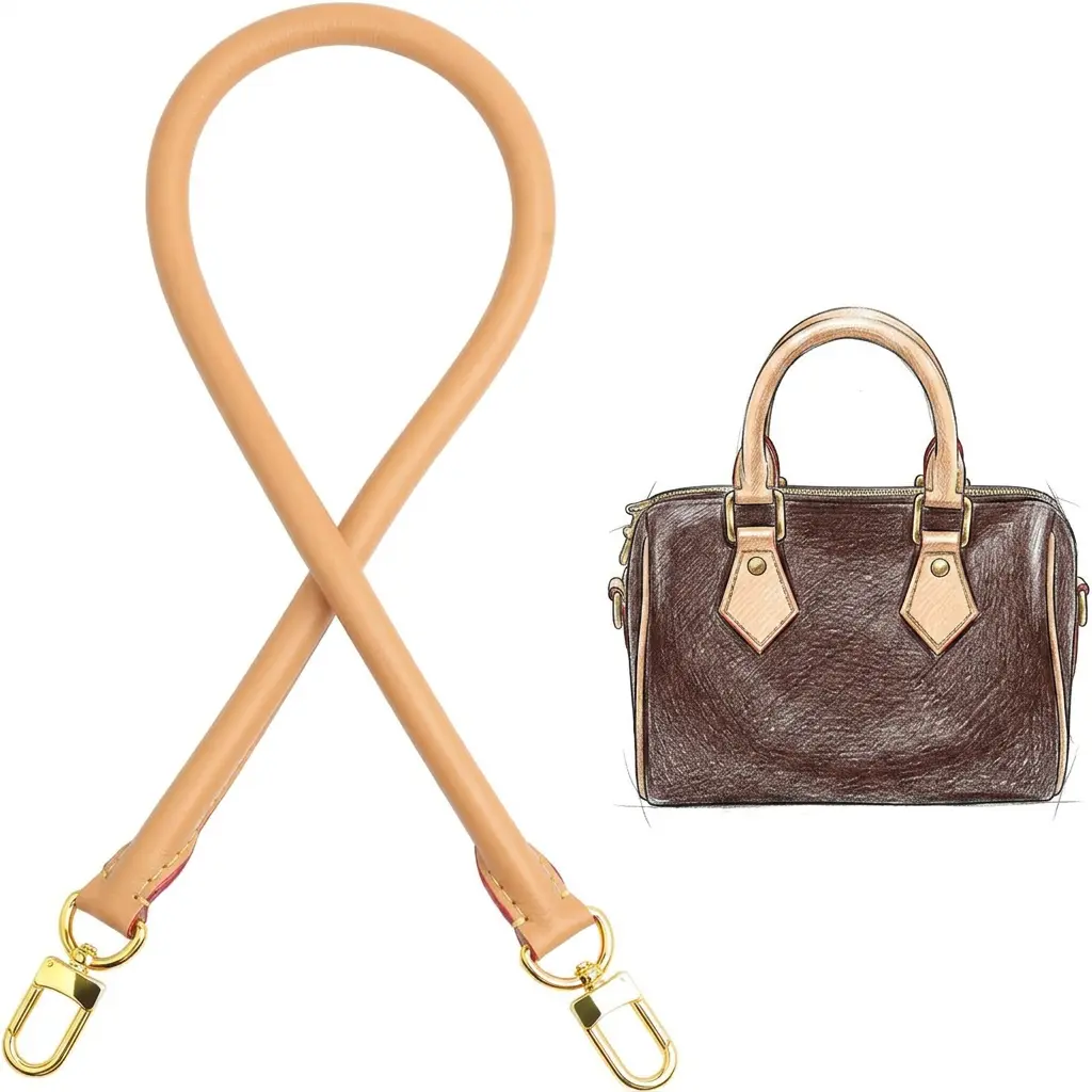 Ankes Vachetta Leather Replacement Shoulder Strap for Speedy-Style Bags (25,30,35), 27.5-Inch Dark Beeswax Bag Accessory, Purse Shoulder Strap with Handmade Thread, Multi-Layer Plated Load-Bearing Design, Bag Accessories, Purse Shoulder Straps