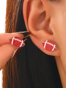 New Acrylic Sports Ear Studs Unisex Style Creative Design Rugby Football Earrings