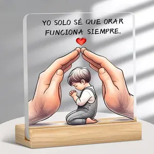 Inspirational Desktop Decor with 'Yo Solo Sé Que Funciona' Spanish Quote & Prayer Hands Design - Christian Home Office Prayer Room Decor for Mother’s Day, Easter - Spiritual Gift, Religious Home Decor, Hand Heart Design, Religious Decoration