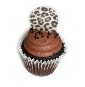 Brown Cheetah Wild Animal Print 1.5 Inch Wafer Paper Toppers for Decorating Desserts Cupcake Pack of 24