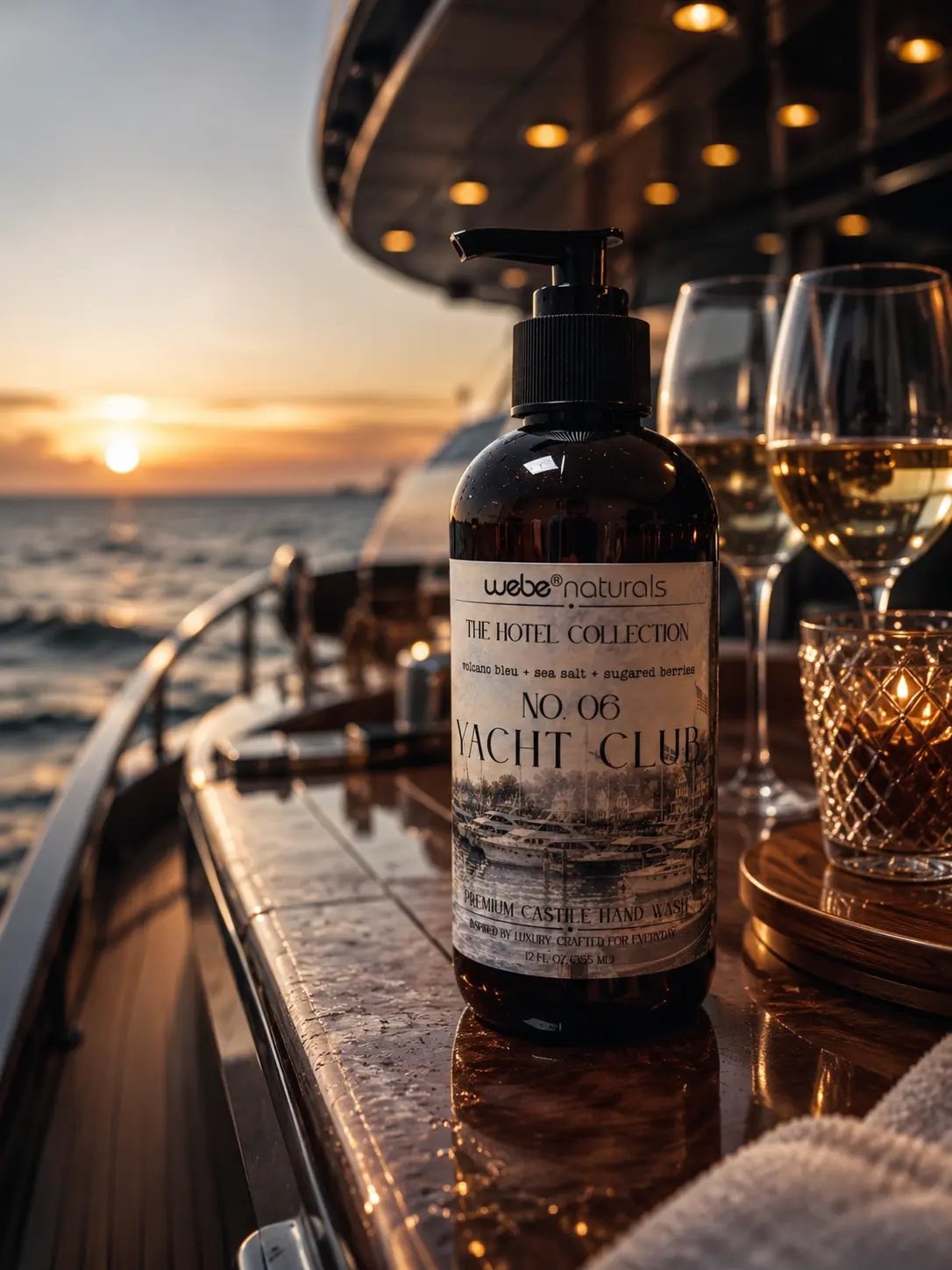 Webe Naturals Hotel Collection No.06 Yacht Club Premium Castile Hand Wash - Volcano Bleu, Sugared Berries, & Sea Salt Scent Luxury Beauty & Personal Care Hand Cleanser Fragrance Scented Aroma Cleansing Gentle