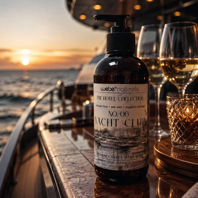 Webe Naturals Hotel Collection No.06 Yacht Club Premium Castile Hand Wash - Volcano Bleu, Sugared Berries, & Sea Salt Scent Luxury Beauty & Personal Care Hand Cleanser Fragrance Scented Aroma Cleansing Gentle