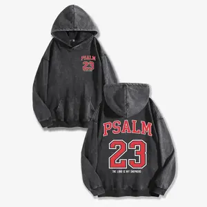 PSALM 23 Christian Washed Hoodie, Oversized Menswear And Women Menswear Tops, Gym Pump Cover, Hip Hop Y2K Graphic Apparel, Gift for Fans