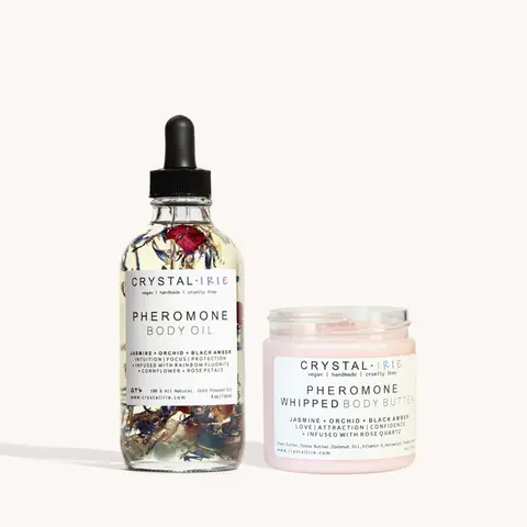 Pheromone Body Care Bundle | Fragranced Coconut-Shea Moisturizer Set with Shimmer Finish by Crystal Irie