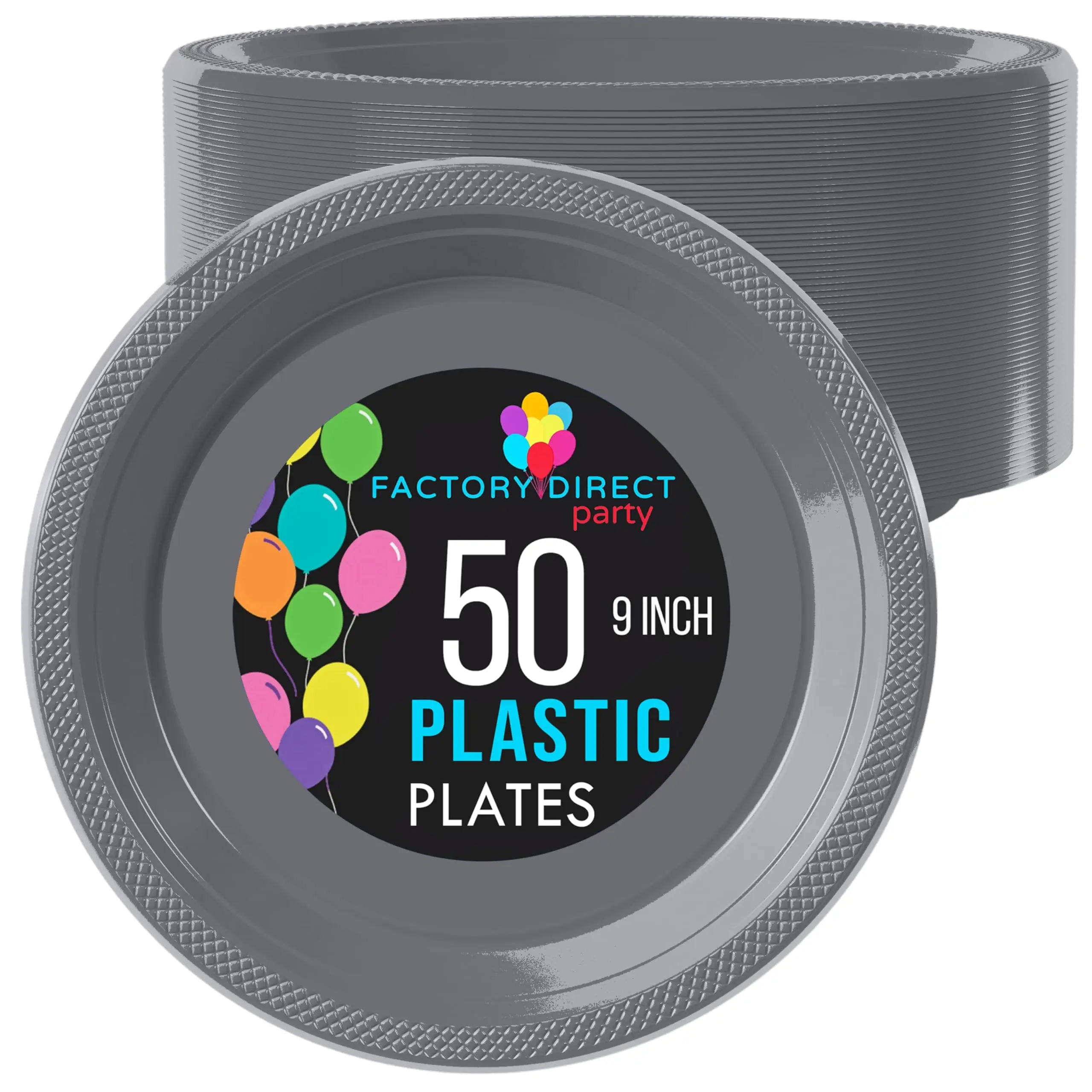 9 in. Silver Plastic Plates | 50 Count
