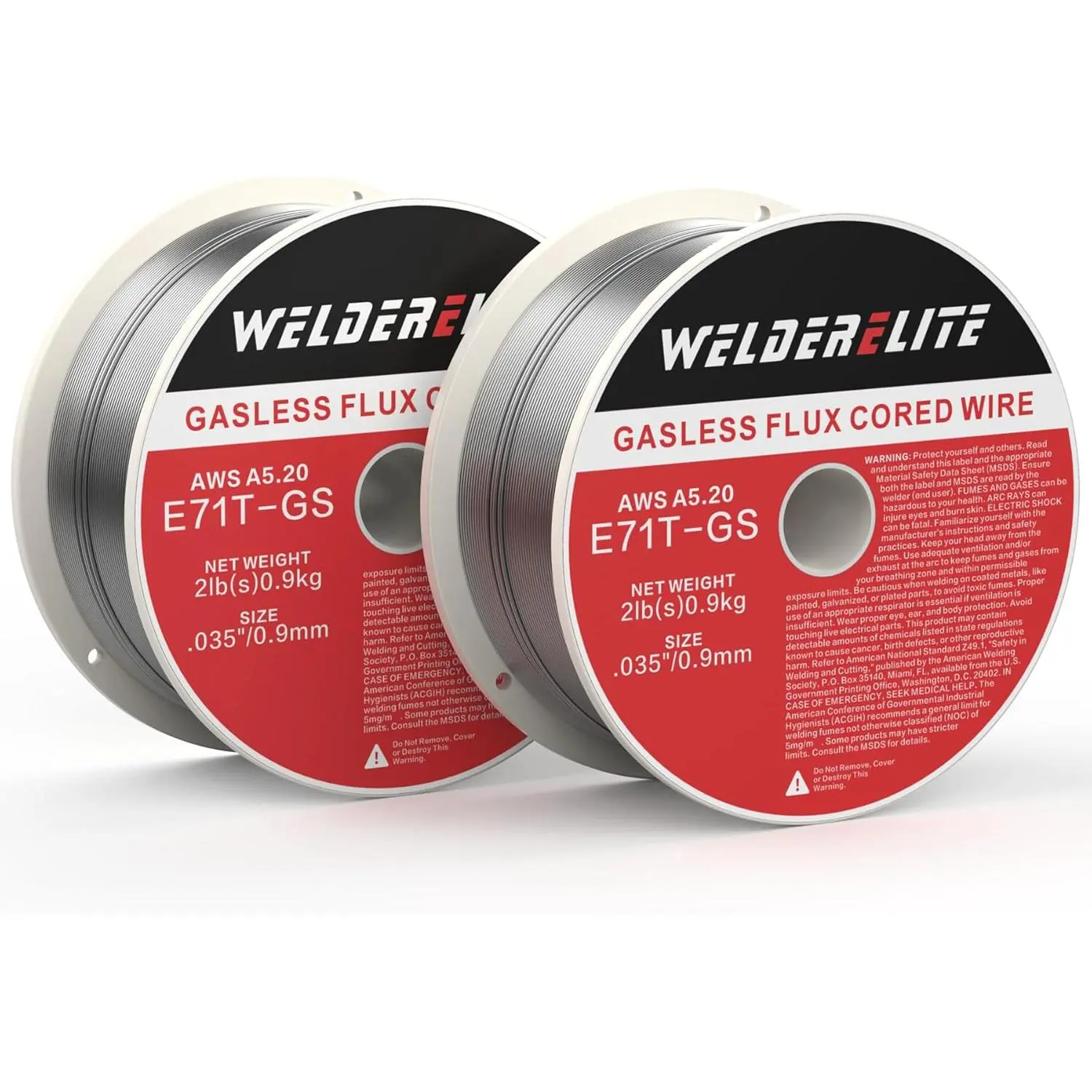 2-Pack 0.035" Gasless Flux Core MIG Wire, 2lb Each, E71T-GS, Perfect for Galvanized, Stainless & Mild Projects
