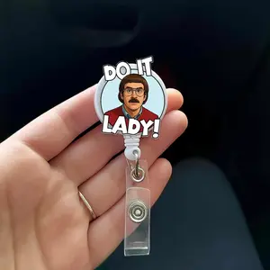 Do It Lady Badge Reel, Funny Quote ID Holder, Retro Meme Badge Clip, Cute Retractable Reel, Friends Office Gift, Work Humor Accessory
