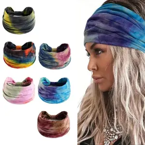 6-Pack Elegant Vintage Polyester Knotted Headbands - Tie Dye Wide Hair Bands for Women, Stretchy Hair Accessories for Yoga, Sports, and Daily Wear tiktokshopspringglowup
