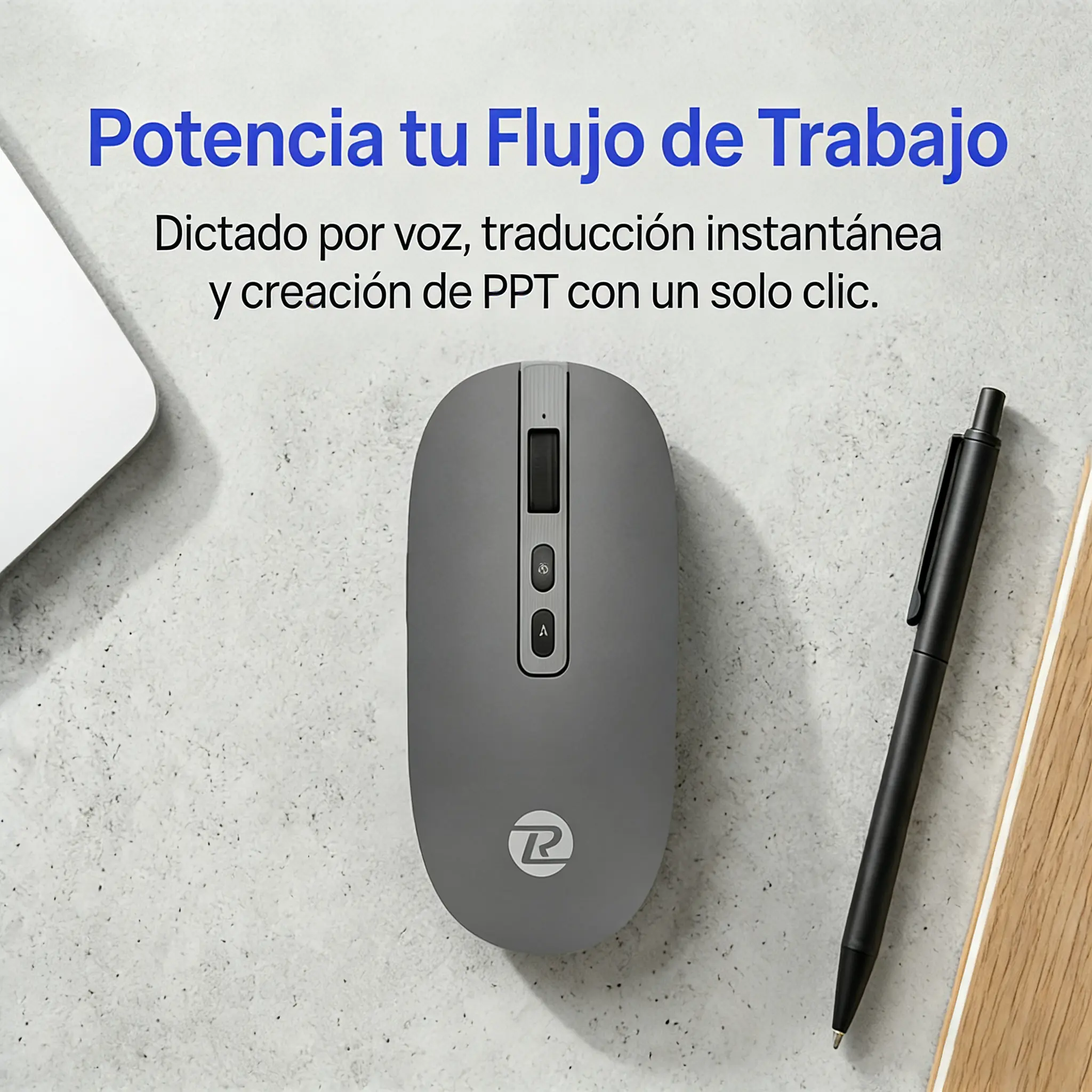 1 x DeepSeek AI Wireless Voice Mouse - Ergonomic Matte Finish, Rechargeable Bluetooth, Voice Control, Text/Image Generation, Coding, PPT Creation, Multi-Language Translation, 1 x USB Charging Cable - Ideal for Freelancers, Office Workers (Right-Handed)