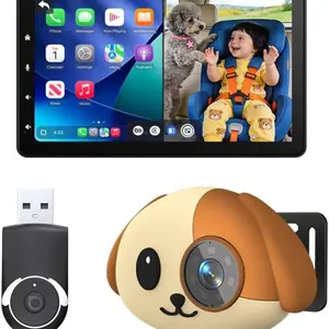 2026 New Model:2-in-1 Baby Car Camera & Wireless CarPlay Adapter-No Extra Screen Needed, 1080P Car Baby Monitor for No-Glow Night Vision, 150 Wide Angle, Plug&Play (No Android Support)