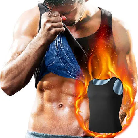 CATTIBOR Men's Round Neck Compression Shaper Vest - Dry Fit Active Tight Sports Vest, High Stretch Workout Gym Clothing, Sweat-Inducing Body Shaper Underwear