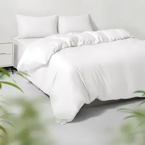 King/Cal King Duvet Cover Set, 100% Viscose Derived from Bamboo, 3 Pieces, 1 Zipper Closure Duvet Cover (106"x90") and 2 Pillowcases (20"x40") Cooling & Soft (White)