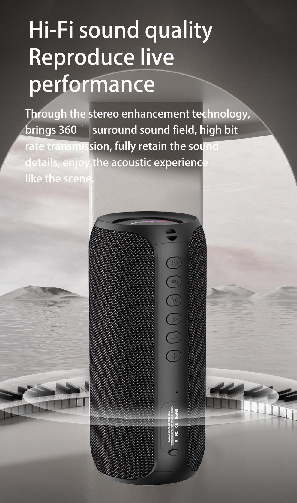 ZEALOTs S32MAX Wireless Speaker, 20W Wireless Speaker with Subwoofer, USB Rechargeable Speaker with 3600mAh Battery for Smart Phone Tablet TV, Audio