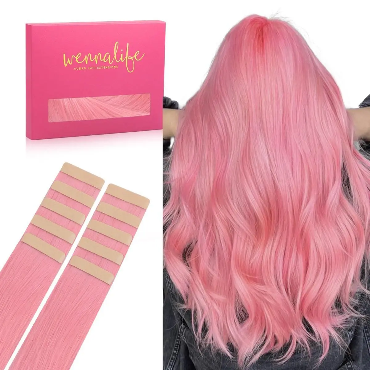 WENNALIFE 10pcs Colored Tape In Hair Extensions Human Hair 20g to 25g 10 to 26 inch Remy Invisible Tape Ins Straight Coachella #DealsForYouDays