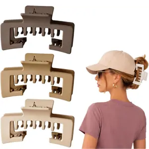3 PCS Hat-Friendly Claw Clips for Baseball Caps,Large Tortoise Shell Adjustable Hat Claw Clip for Women Girls, Non-Slip Strong Hold Trucker Hair Clip, Gift Hair Accessoires