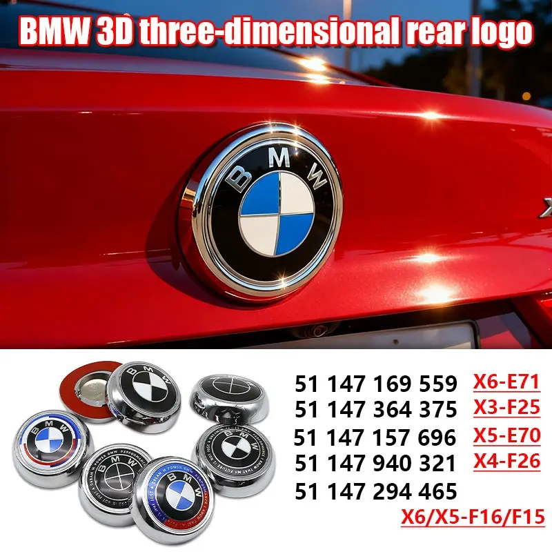 Bmw Car Rear Emblem, Scratch-Resistant Durable Rear Badge, Easy Installation Exterior Automotive Decoration, Car Decorations, Car Stickers, Car Accessories, Vehicle Decoration, Fits Bmw X3 F25, X4 F26, X5 E70/f15, X6 E71/f16
