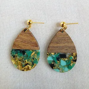 Green Confetti Teardrop Dangles (Dr. Amy)