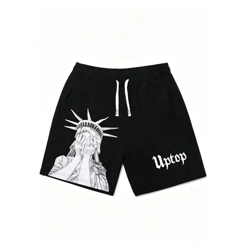 Men's Graphic Print Quick-Dry Gym Shorts - Elastic Drawstring, Breathable Fabric, Adjustable Fit, Luxury Performance Summer Essential for Basketball, Running, Light Outdoor Activities, Active Casual, Polyester Clothes, Male Clothing, Sporty Chic, Bold Gra