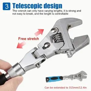 Manual Ratchet Wrench 10-Inch 5-in-1 Home Maintenance Belt Pulley Wrench, 180-Degree Folding Adjustable Torque Wrench