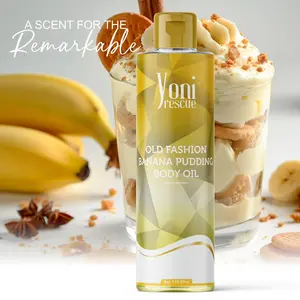 Banana Pudding Body Oil 4oz with Apricot, Jojoba, Avocado Oils & Vitamin E Oil - Fast-Absorbing Moisturizer for Hydrating and Nourishing Skin