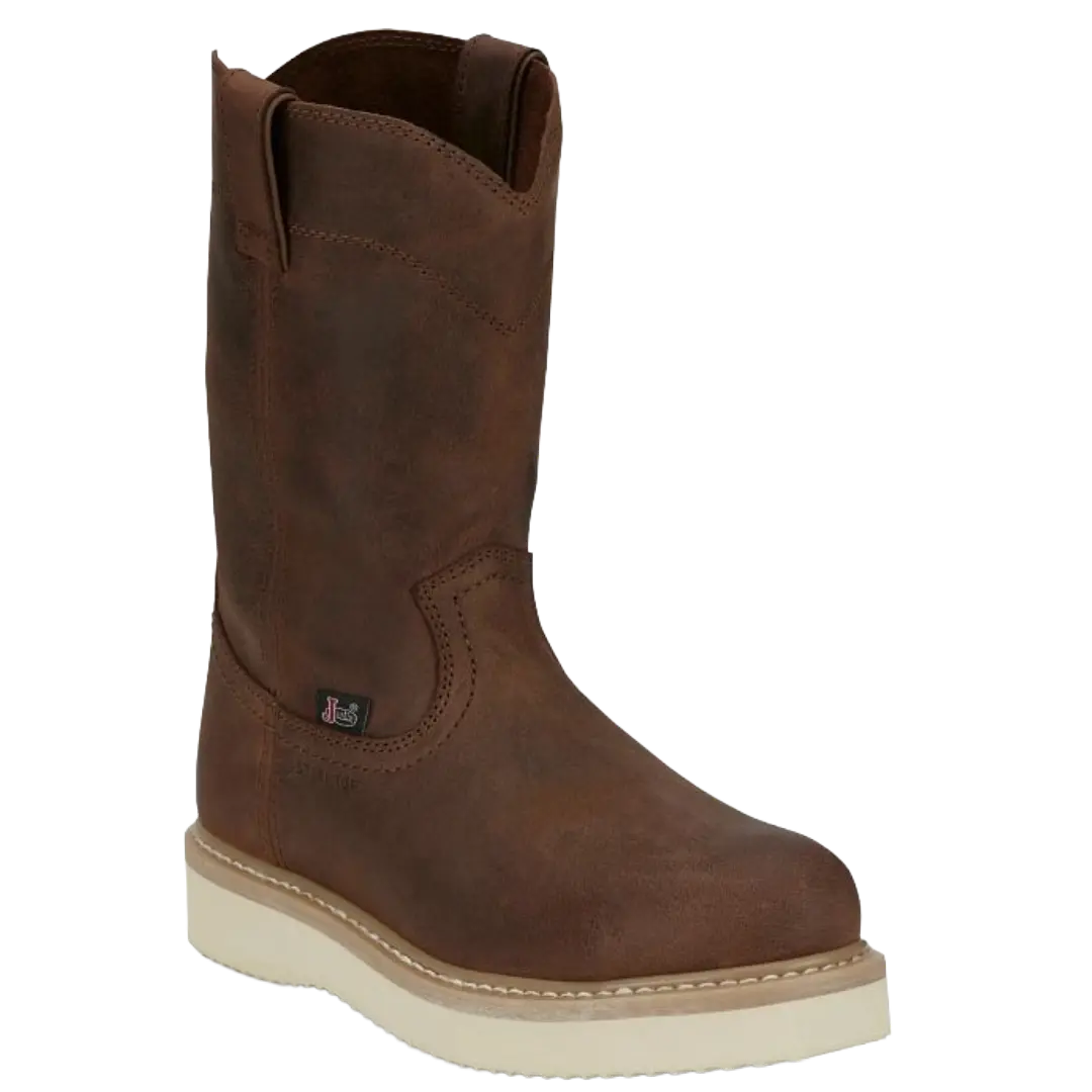 Justin Men's Ram Pecan Brown 10" Round Steel Toe Work Boot OW4711
