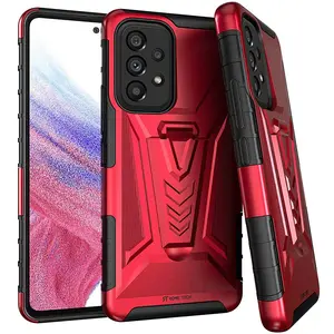Dual-Layer Holster Case with Kickstand for Samsung Galaxy A53 5G – Rugged 360° Drop Protection, Non-Slip TPU + PC Armor, Foldable Kickstand, Raised Bezel Screen & Camera Protection, 180° Rotating Belt Clip
