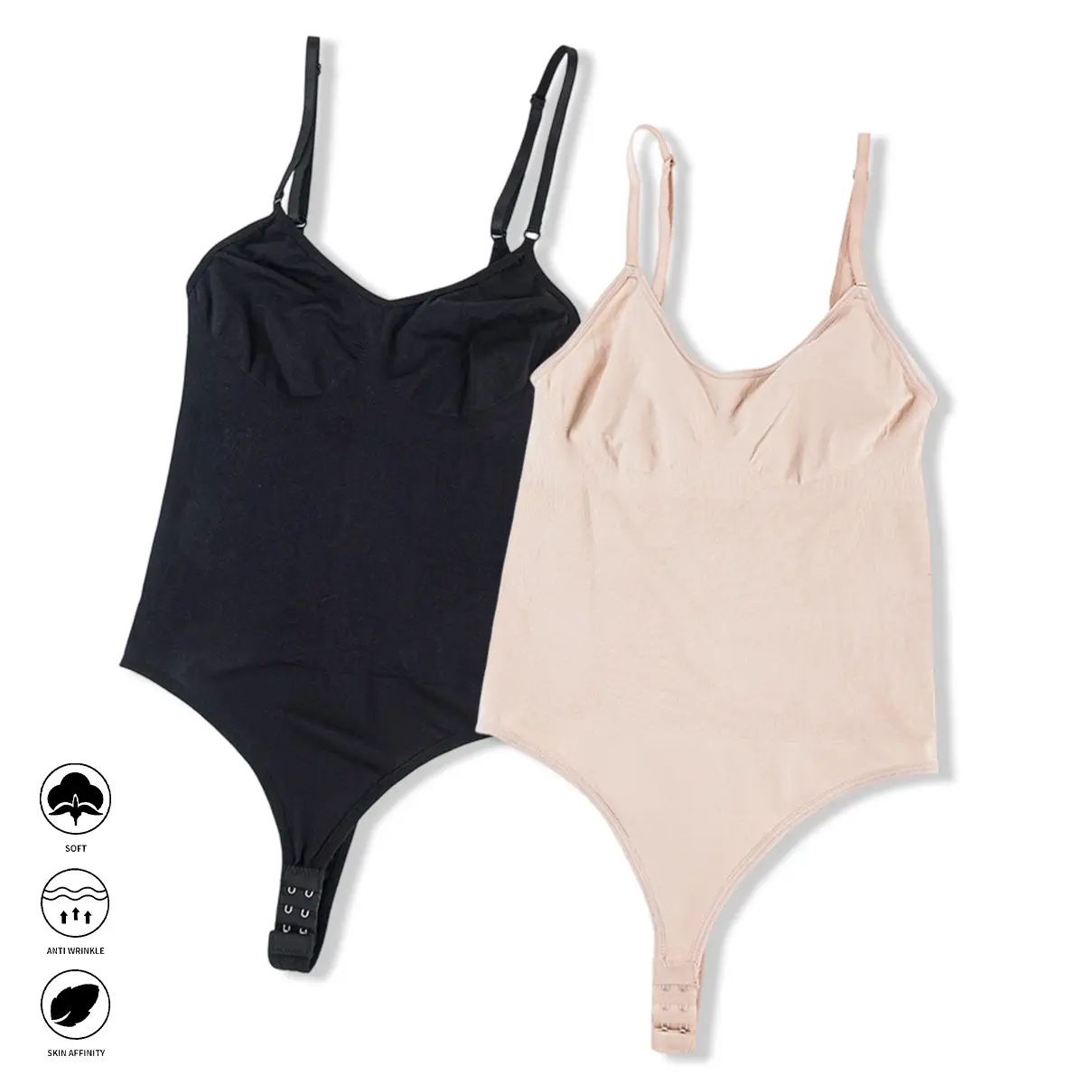 360° Peach Butt Shaping Bodysuit, 2-Pack, with Hook-and-Eye Design, Tummy Control, Waist Lift, Butt Enhancement, and Abdominal Firming, Women’s Wear