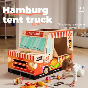 Hamburg Tent Truck Role Play Set for Kids - Simulated Food Truck Playset with Realistic Accessories for Outdoor Fun & Baking Gifts for Boys Girls & Junior Chefs