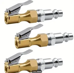 Heavy-Duty Lock-On Tire Inflator Chuck with Clip - Fit, Copper Material for Quick Air Flow 3pc set