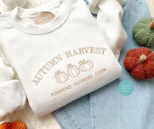 Autumn Harvest sweatshirt, Embroidered sweatshirt, Pumpkin Crewneck Sweatshirt Pumpkin Patch, Pumpkin Sweater Thanksgiving, Cozy Autumn, Fall Sweatshirt, Halloween Shirt