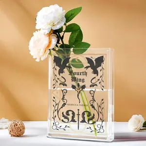 Fourth Wing Book Vase | Dragon Rider Acrylic Floral Vase with “I Am the Sky” Quote | Rebecca Yarros Fantasy Bookish Decor for Readers