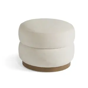 Lola Footstool - Soft, Smooth Polyester with Modern Design, Fully Assembled, Handmade, Wooden Plinth Base with Harvest Finish