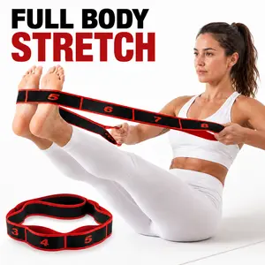 Multi-loop Yoga Stretch Strap with Numbers, Non-slip Fabric Resistance Band for Flexibility, Mobility & Home Workout