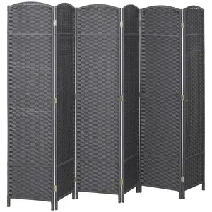 Charcoal Gray 5.6' Tall 6-Panel Folding Room Divider Screen, Modern Metal Frame Freestanding Privacy Partition for Home, Office, Studio