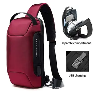 Men's Shoulder Bag with Anti-Theft and Waterproof Chargi, Oxford Material, Zipper Closure, Medium Size, Ovals Shape, Includes ID & Camera Pockets Versatile Crossbody