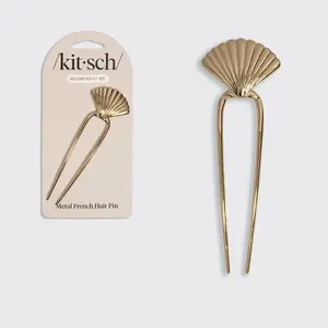 Metal Clam Shell French Hair Pin - Gold