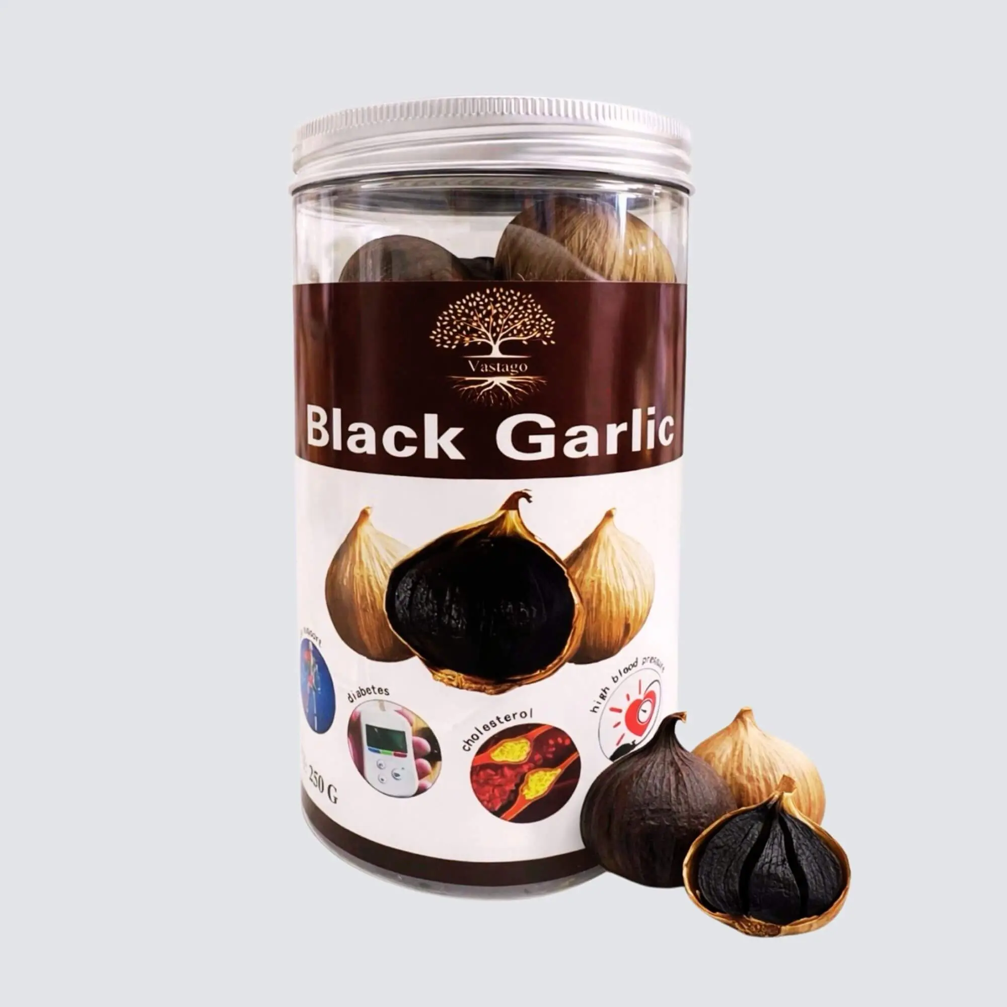 Vastago Whole BlackGarlic (Ajo-Negro) Natural Superfood 120 Days Fermented  250G