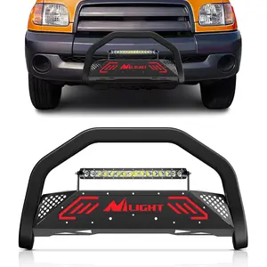 Toa-56	Nilight Bull Bar&License Plate Hole with LED Light Bar Compatible with Toyota Tundra 1999-2006 for Toyota Sequoia 2001-2007 Truck Brush Guard, Front Bumper Push Bar w/Grille Skid Plate Light Mount, Led Lights, Steel