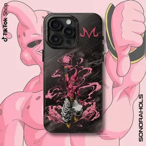 Evil Buu Vintage DBZ Phone Case, Pink Evil Phone Cover, Anime Manga Fans Lovers 17 Air Pro Max