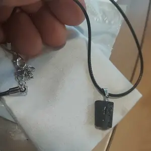 Natural Black Tourmaline Energy Stone Pendant Necklace