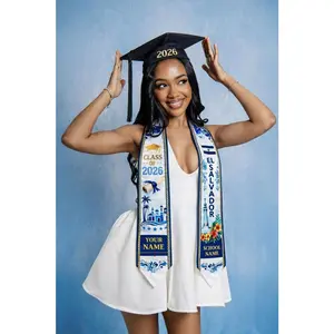 Personalized El Salvador Graduation Stole, Class of 2026 Sash, Latino Cultural Regalia Graduation Stole