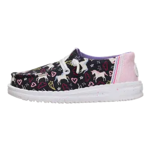 HEYDUDE Wendy Toddler Unicorn Stars - Comfortable Slip on Shoes for Girls High Top Sneaker Trainer