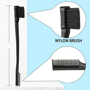 Geiserailie 3-Piece Slick Back Hair Brush Set - Soft Nylon Bristle Brush, 6.9/8.78/9.2 Inch Edge Control Teasing Comb for Women, Travel-Friendly Hair Styling Tools