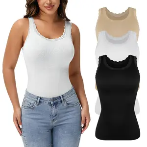 Women Tummy Control Shapewear Tank Tops Square Neck Compression Tops Body Shaper Lace Compression Tops Camisole, Ladies Body Shaper Camisole   Womenswear