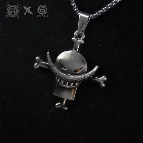 Edward Newgate Whitebeard Design Stainless Steel Chain Necklace - 1 Piece Anime Costume Necklaces, Decorative Durable Fashion Accessory Gift for Fans