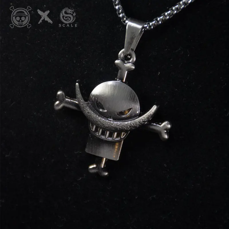Edward Newgate Whitebeard Design Stainless Steel Chain Necklace - 1 Piece Anime Costume Necklaces, Decorative Durable Fashion Accessory Gift for Fans