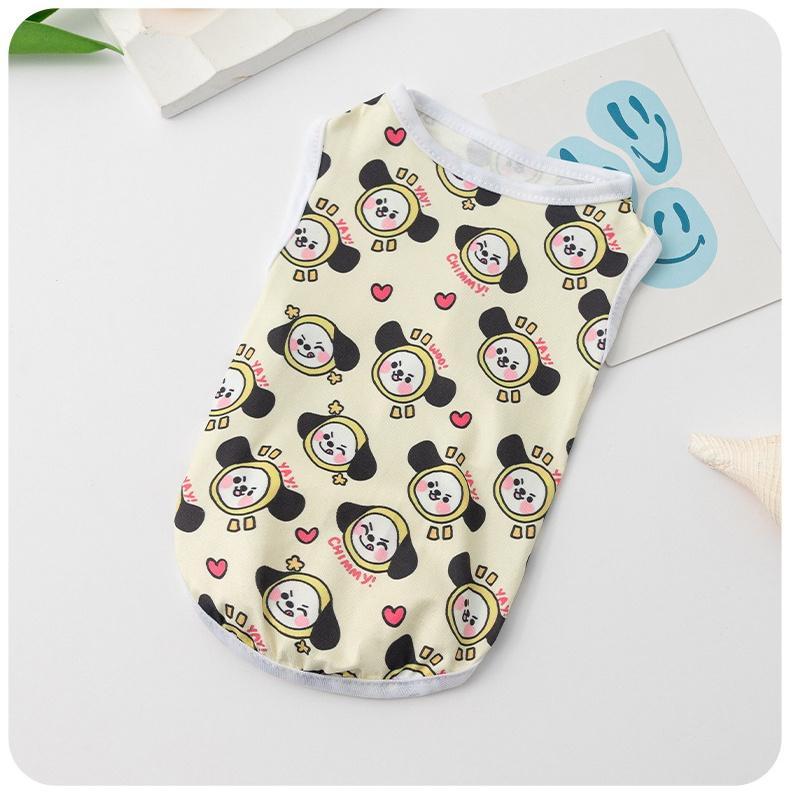 Cute Printed Dog Clothes for Shih Tzu Male and Female Cartoon Pet Vest Summer Cat Tshirt Puppy Tank Top Clothing