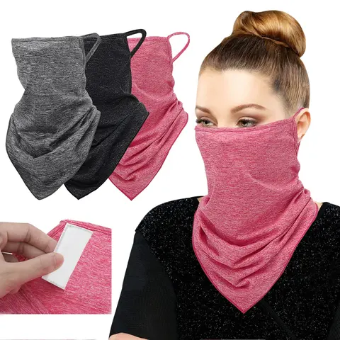 MoKo 3-Pack Outdoor Sports Mask - Quick-Dry Polyester Neck Gaiter Balaclava with Ear Loops, Filter Pocket, Wind-Dust Block, Anti-Odour, Universal One Size, All Seasons Face Cover for Men & Women (Wear as Scarf, Mask or Neck Gaiter)