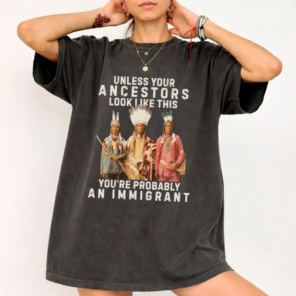 Comfort Colors Native American Shirt, Unless Your Ancestors Look Like This T Shirt, Native American Heritage Month Tee, Support Immigrant Outfit, Unisex Fitted Short Sleeve Tee, Casual Clothing