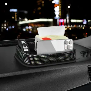Car Center Console Storage Tray, Rhinestone Decor Car Storage Box, Car Interior Storage Tray for Car, Truck, SUV, Car Accessories